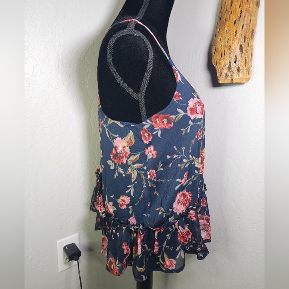 Patrons of Peace Boho Festival Navy Floral Tank Top Size Small - Picture 6 of 9